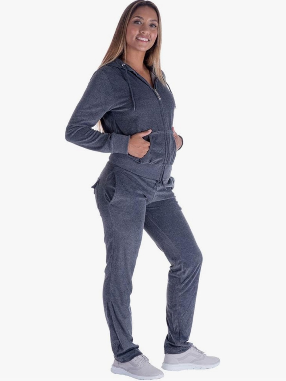 Women’s Gray Velour Tracksuit, Size XL NWT